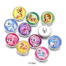 20MM  Cartoon  Horse  rabbit    Print   glass  snaps buttons
