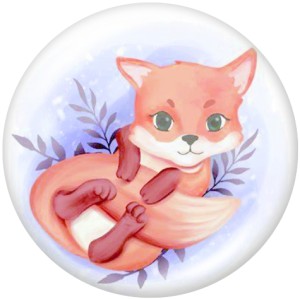 20MM    Elephant  Unicorn  Print   glass  snaps buttons