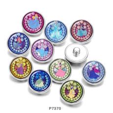 20MM  Cartoon   princess    Print   glass  snaps buttons