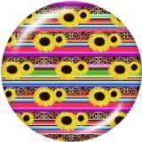 20MM  Flower   Sunflower    Print   glass  snaps buttons