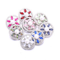 20MM  design metal snap silver  Plated with Rhinestone snap button