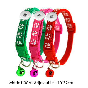 Footprint Bell Collar Dog Cat Collar Collar Collar Teddy Small Dog Special fit  1 18&20MM snap buttom snap jewelry
