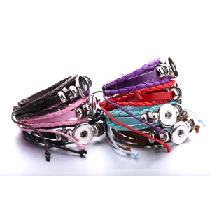 1 buttons leather with rhinestone new type adjustable Bracelet fit 20mm snaps chunks