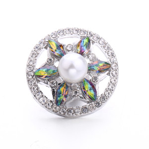 20MM  design metal snap silver  Plated with Rhinestone snap button