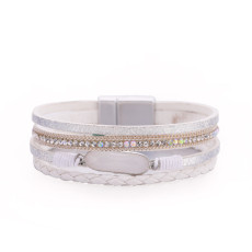 Women's multi-layer diamond bracelet leather bracelet