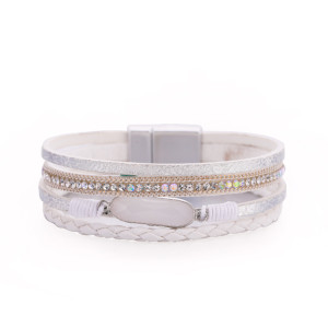 Women's multi-layer diamond bracelet leather bracelet