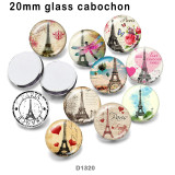 10pcs/lot  Eiffel   Tower  glass picture printing products of various sizes  Fridge magnet cabochon