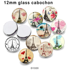 10pcs/lot  Eiffel   Tower  glass picture printing products of various sizes  Fridge magnet cabochon