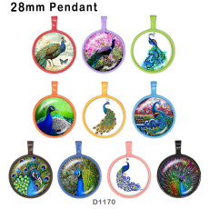 10pcs/lot  peacock  glass picture printing products of various sizes  Fridge magnet cabochon