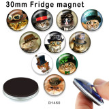 10pcs/lot   Cat  glass picture printing products of various sizes  Fridge magnet cabochon