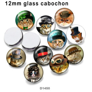 10pcs/lot   Cat  glass picture printing products of various sizes  Fridge magnet cabochon