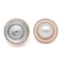 20MM design Heart LOVE pearl metal snap Golden  Plated  snap button