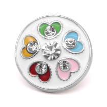 20MM Love design metal snap silver  Plated with Rhinestone snap button