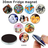 10pcs/lot  Cat  Dog  glass picture printing products of various sizes  Fridge magnet cabochon