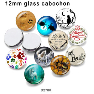 10pcs/lot  Cat  Horse  glass picture printing products of various sizes  Fridge magnet cabochon