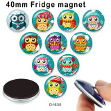10pcs/lot  Cartoon  Owl  glass picture printing products of various sizes  Fridge magnet cabochon