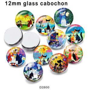 10pcs/lot  Cat  glass picture printing products of various sizes  Fridge magnet cabochon
