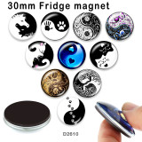 10pcs/lot  Black and white  glass picture printing products of various sizes  Fridge magnet cabochon
