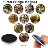 10pcs/lot  Gear  glass picture printing products of various sizes  Fridge magnet cabochon