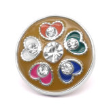 20MM Love design metal snap silver  Plated with Rhinestone snap button