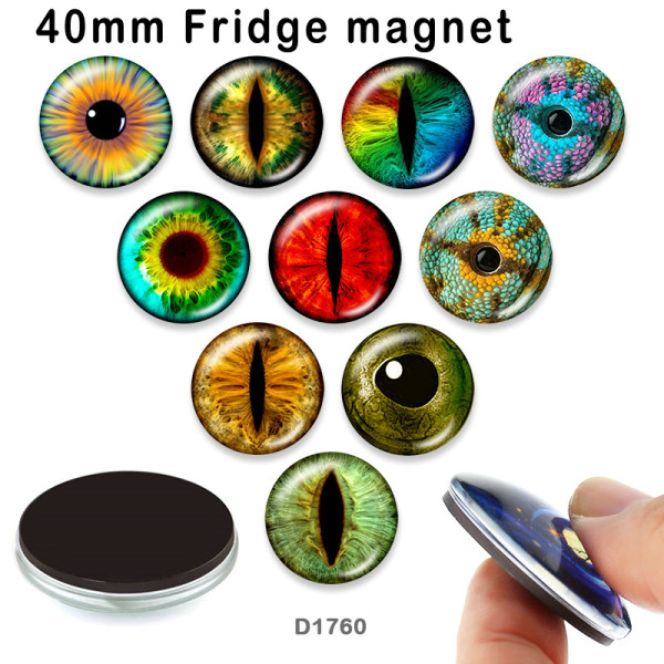10pcs/lot  eye  color  glass picture printing products of various sizes  Fridge magnet cabochon
