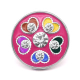 20MM Love design metal snap silver  Plated with Rhinestone snap button