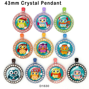10pcs/lot  Cartoon  Owl  glass picture printing products of various sizes  Fridge magnet cabochon