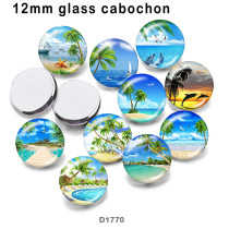 10pcs/lot  beach  glass picture printing products of various sizes  Fridge magnet cabochon