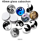 10pcs/lot  Black and white  glass picture printing products of various sizes  Fridge magnet cabochon