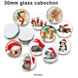 10pcs/lot  Christmas  Cat  glass  picture printing products of various sizes  Fridge magnet cabochon
