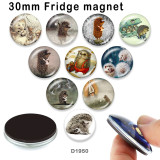 10pcs/lot  Little hedgehog  glass  picture printing products of various sizes  Fridge magnet cabochon