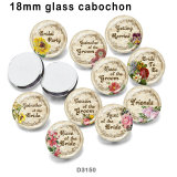 10pcs/lot  words Flower  glass  picture printing products of various sizes  Fridge magnet cabochon