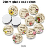10pcs/lot  words Flower  glass  picture printing products of various sizes  Fridge magnet cabochon