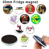 10pcs/lot   Music  glass  picture printing products of various sizes  Fridge magnet cabochon