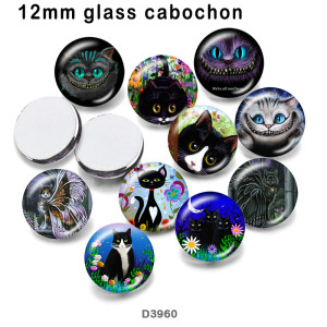 10pcs/lot  Cat  glass  picture printing products of various sizes  Fridge magnet cabochon