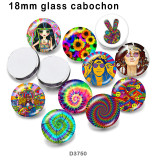 10pcs/lot  color   Flower  glass  picture printing products of various sizes  Fridge magnet cabochon