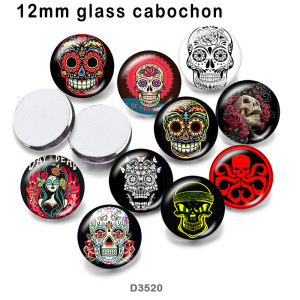 10pcs/lot  skull   glass  picture printing products of various sizes  Fridge magnet cabochon
