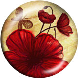 20MM  Flower  Butterfly   Print   glass  snaps buttons