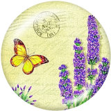 20MM  Butterfly   Elves  Flowe  Print   glass  snaps buttons