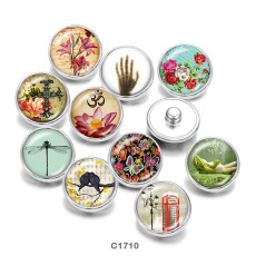 20MM  frog  Dragonfly  Cross   Elves  Flowe  Print   glass  snaps buttons