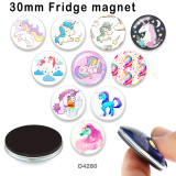 10pcs/lot  Unicorn  glass picture printing products of various sizes  Fridge magnet cabochon