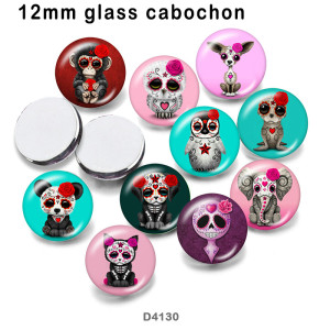 10pcs/lot  Dog  skull  glass  picture printing products of various sizes  Fridge magnet cabochon