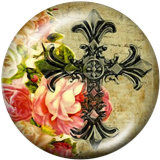 20MM  frog  Dragonfly  Cross   Elves  Flowe  Print   glass  snaps buttons