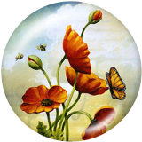20MM  Dog  Flower  bird    Print   glass  snaps buttons