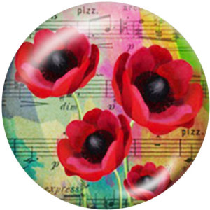 20MM  Flower   mandala   Print   glass  snaps buttons