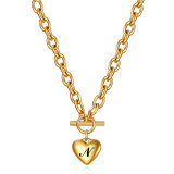 46CM chain Stainless Steel Necklace 18K Gold Stainless Steel Love Letter Necklace Heart Pendant