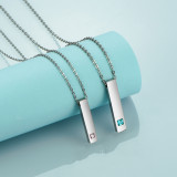 46CM chain Simple square cylinder stainless steel pendant necklace with zircon