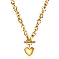 46CM chain Stainless Steel Necklace 18K Gold Stainless Steel Love Letter Necklace Heart Pendant