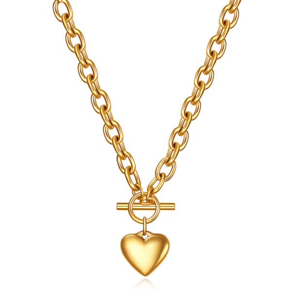46CM chain Stainless Steel Necklace 18K Gold Stainless Steel Love Letter Necklace Heart Pendant
