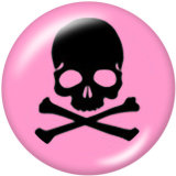 20MM  color   skull   Print   glass  snaps buttons